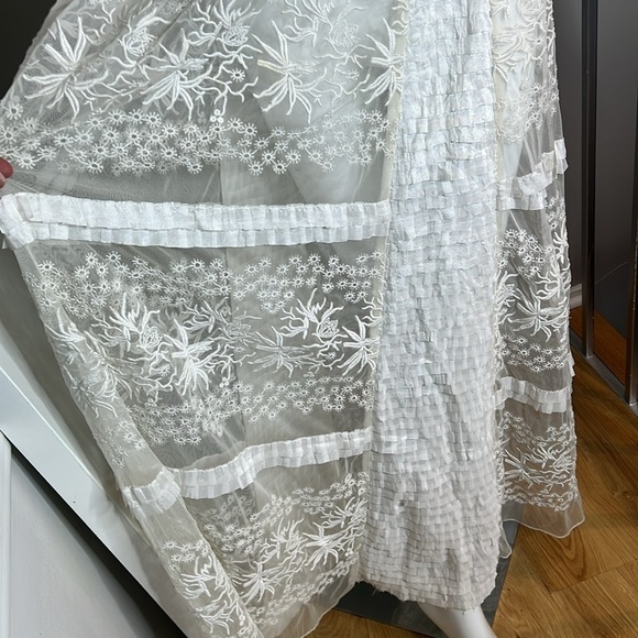 Candela Sz 6 Off White Long Sheer Dress - Picture 8 of 10